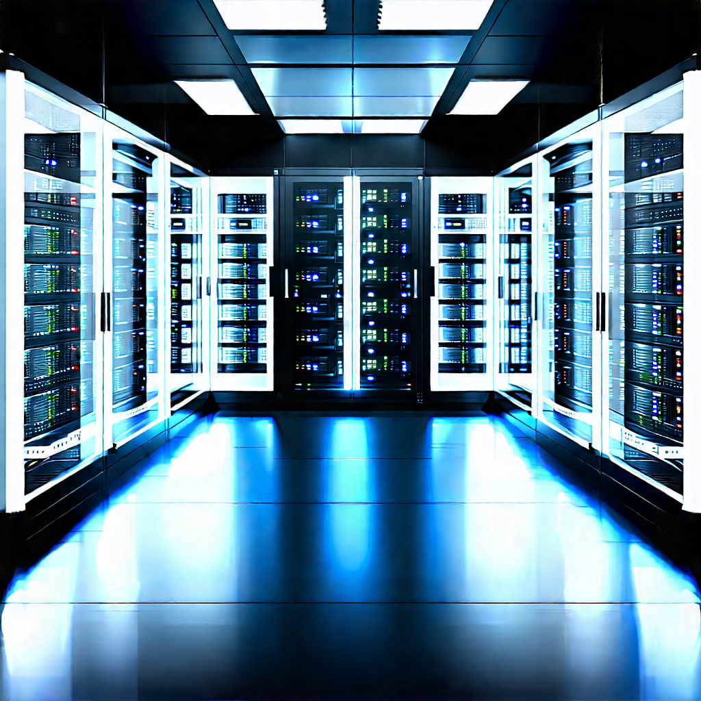 Futuristic Server Room With Large Room
