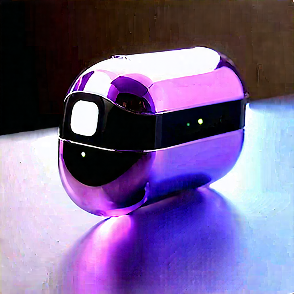 Wireless Earbuds With Holographic Display With Small, Purple,