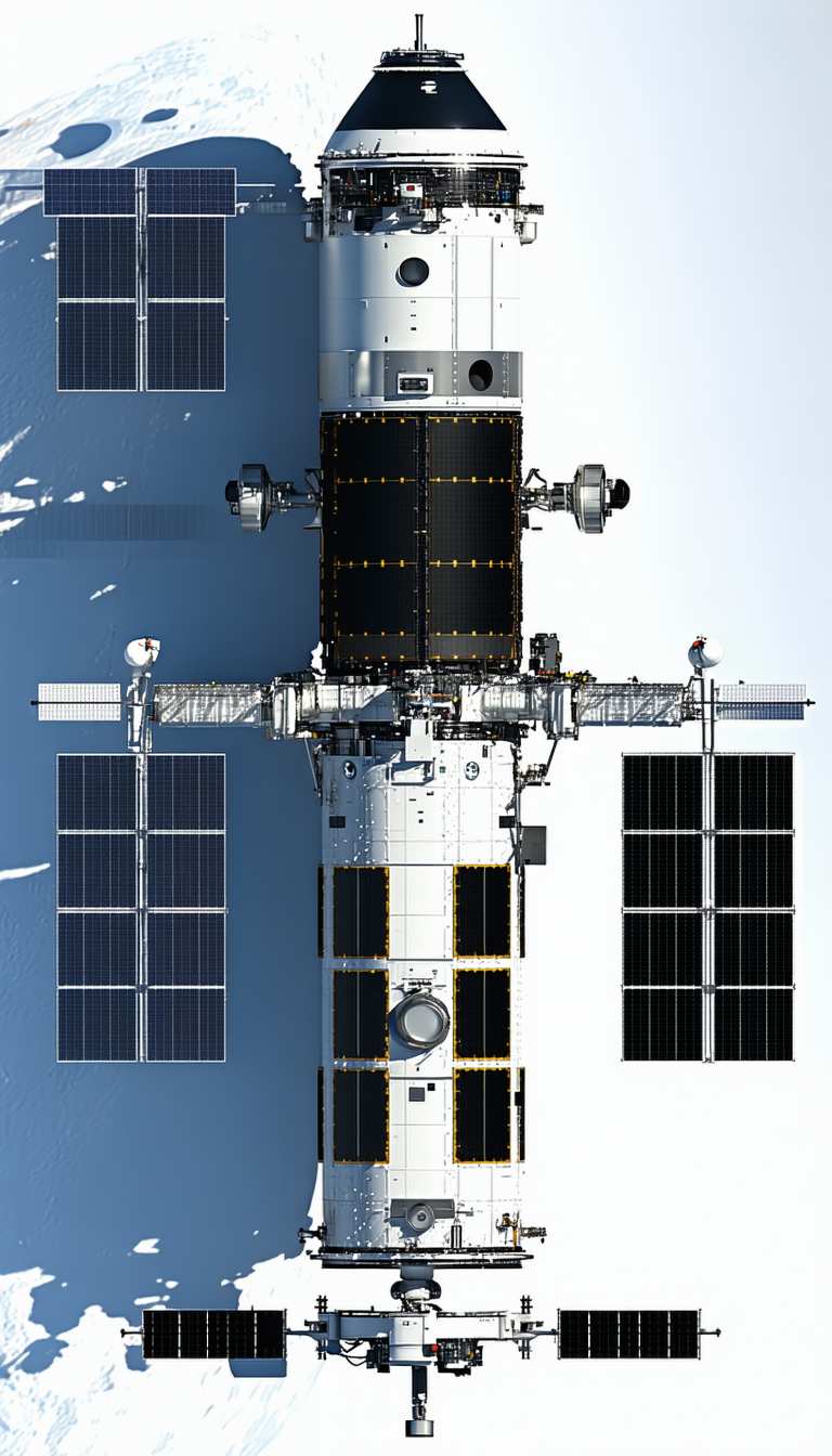 A Space Station Is Shown In A Close-up View