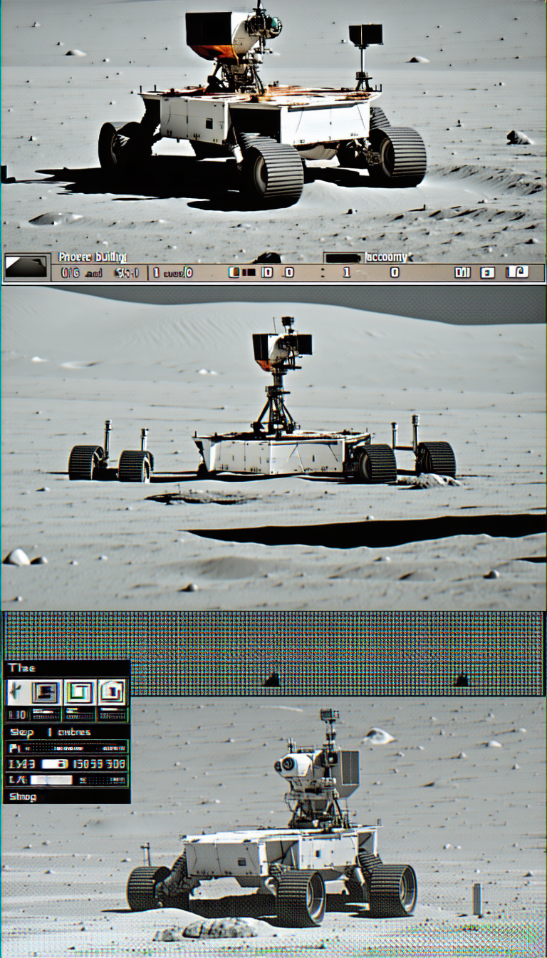 The Image Is A Split Screen Display Of A Rover On The Moon