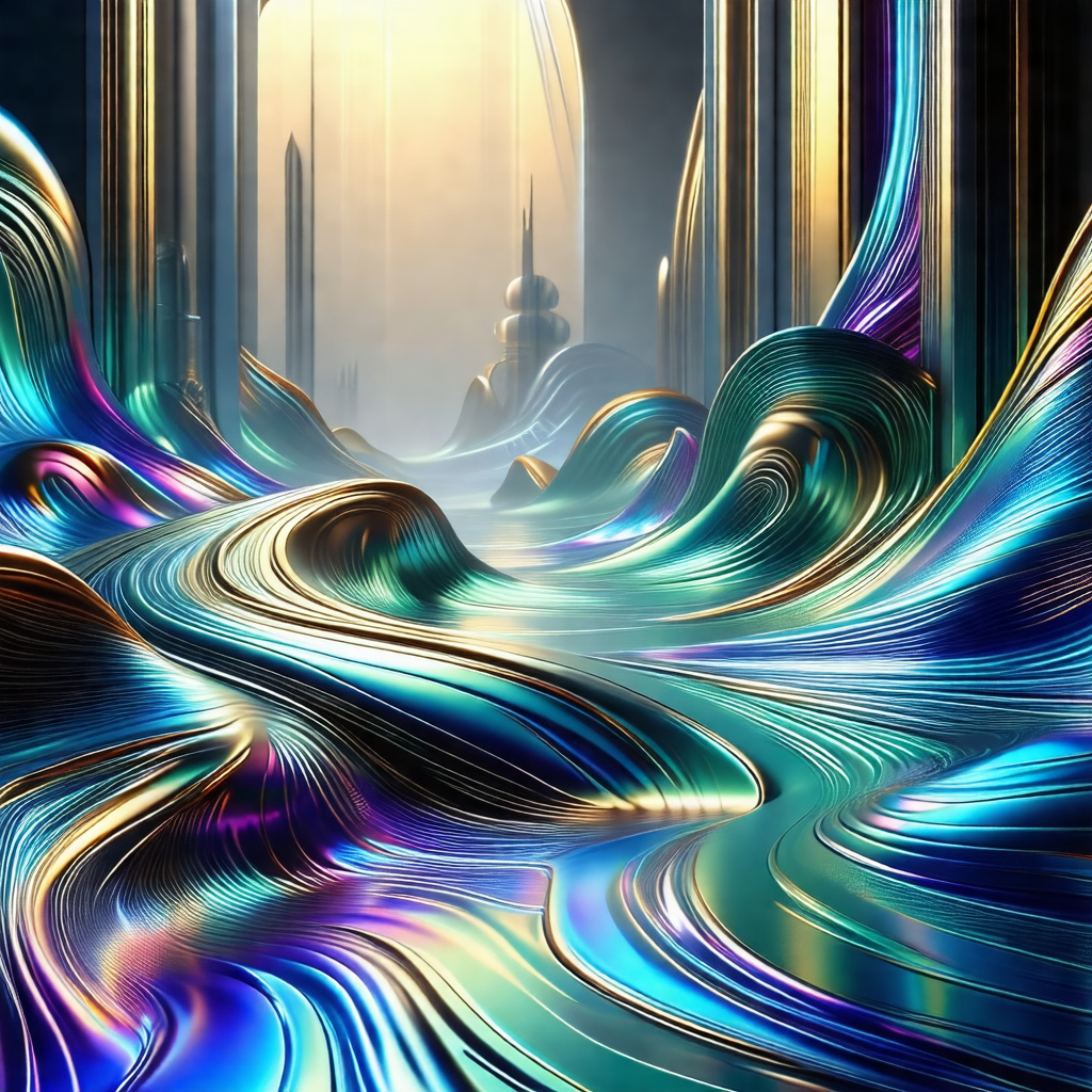 Digital painting of a futuristic cityscape, featuring a l...