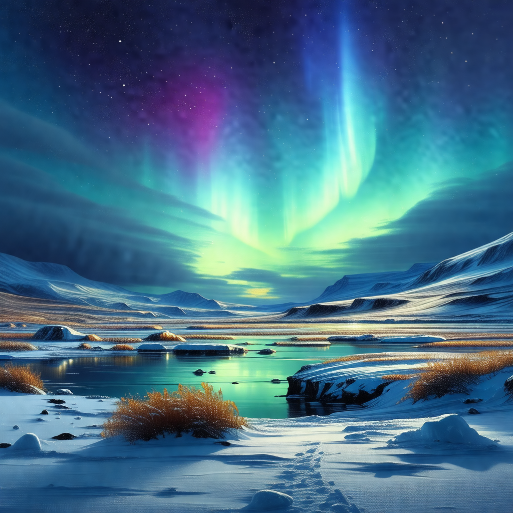 Beautiful night scene with a large body of water, possibl...