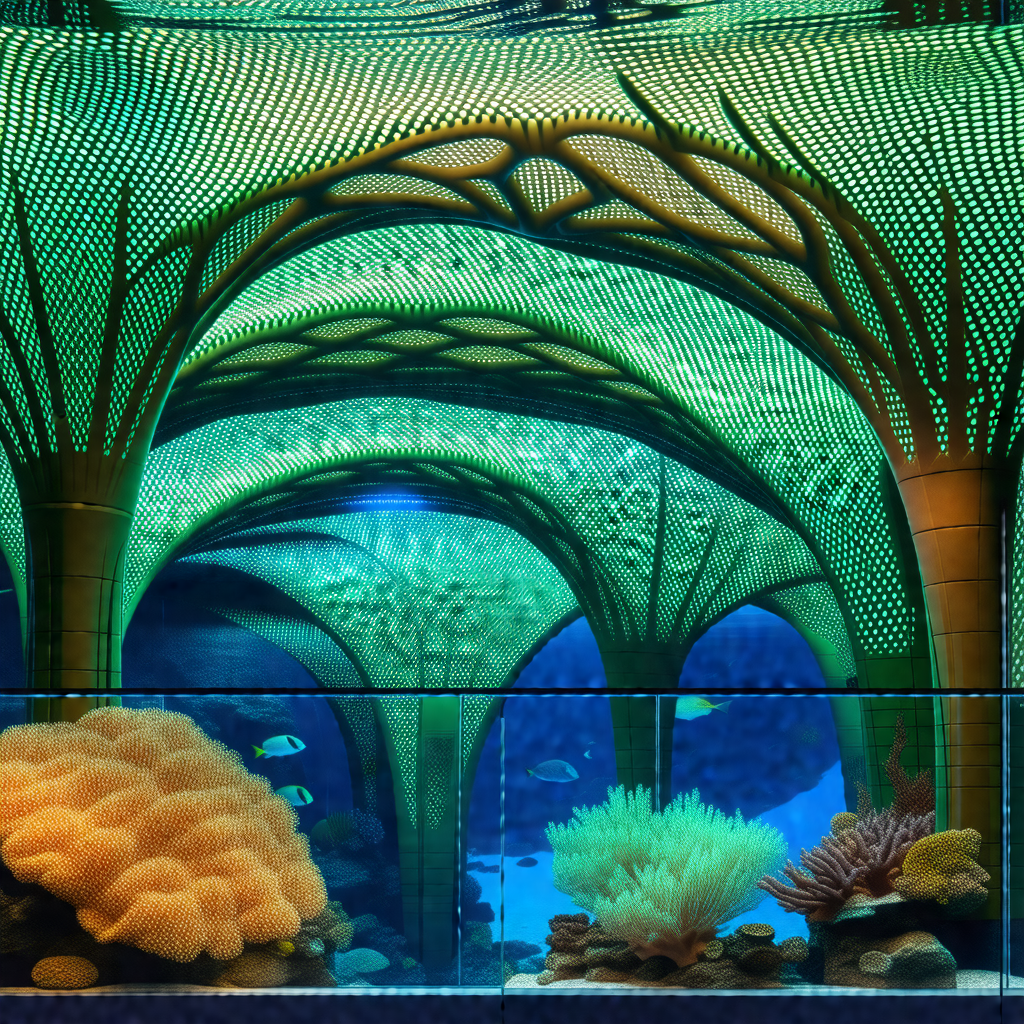Large aquarium filled with a variety of colorful fish and...