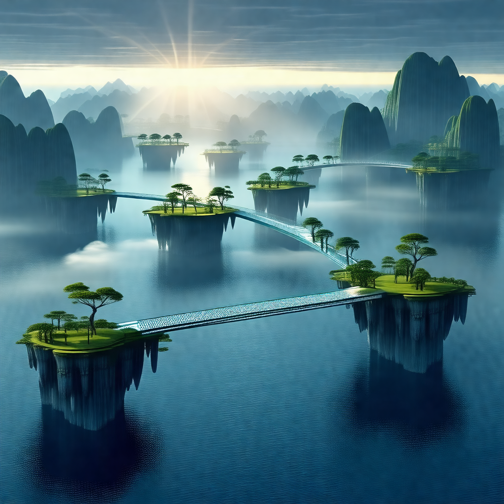 Beautiful island with a bridge connecting it to the mainland