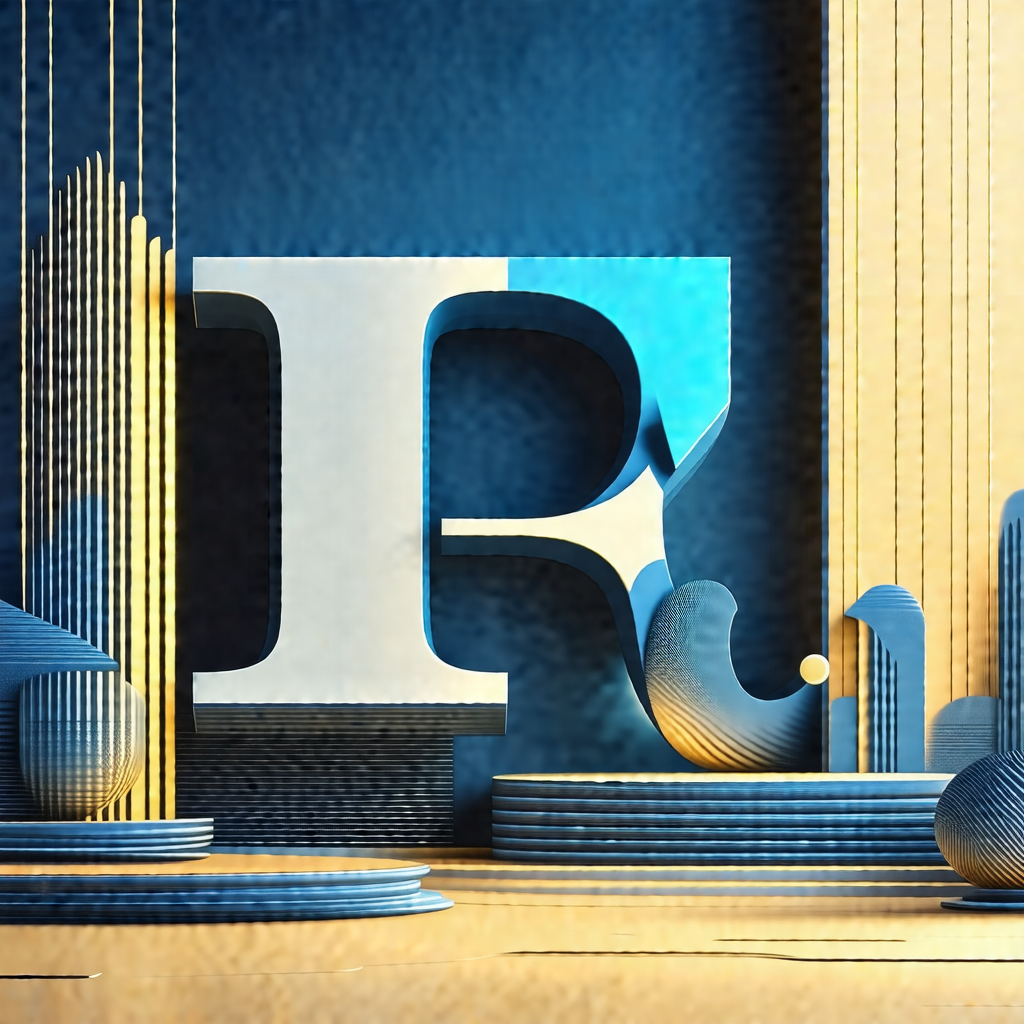 Large, three-dimensional letter r, which is the focal poi...