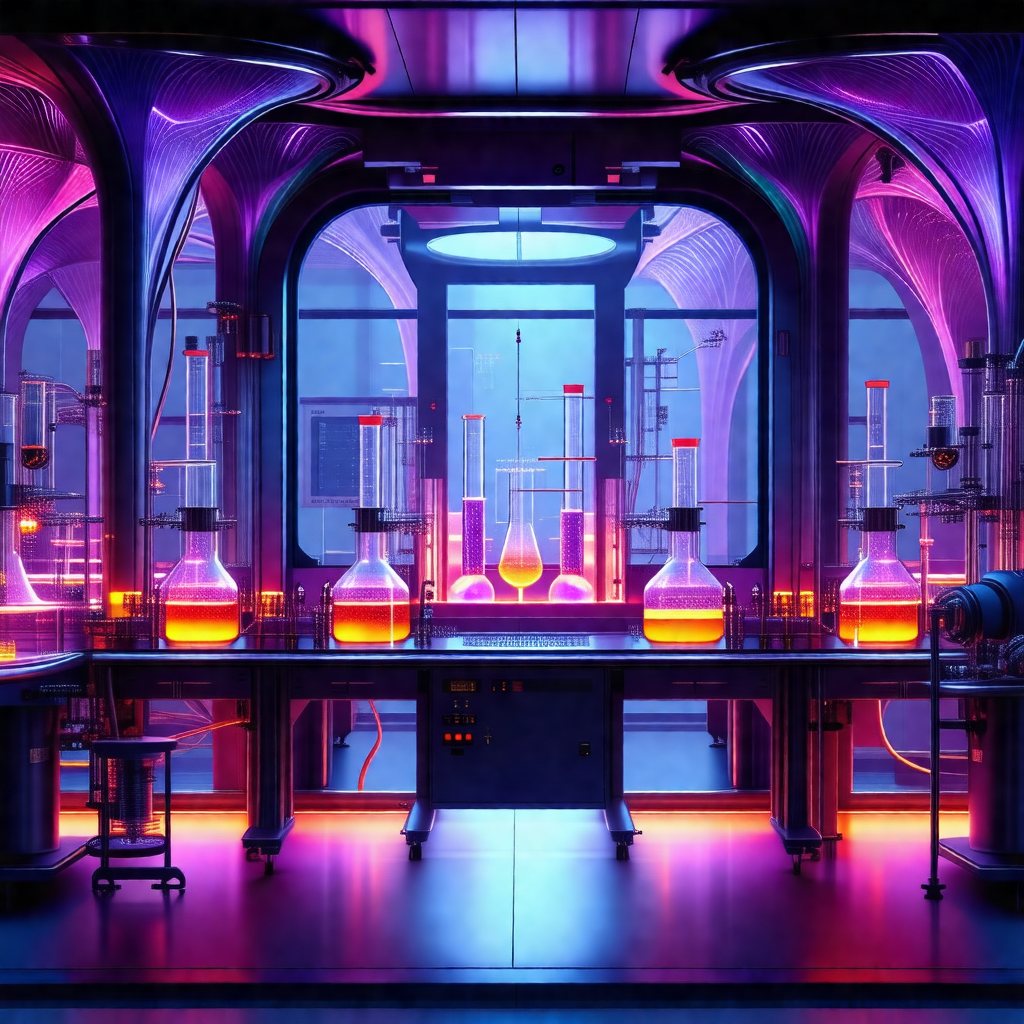 Laboratory filled with various scientific equipment and g...