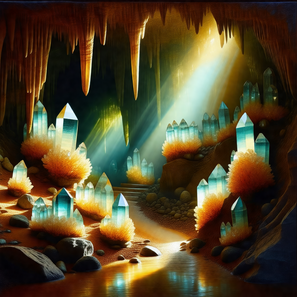 Cave with a river flowing through it