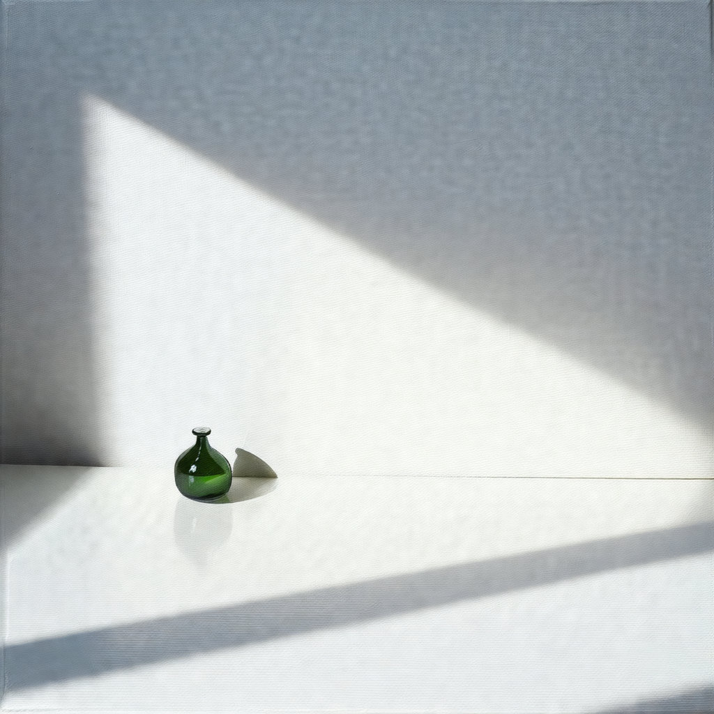 Small green vase sitting on a white table