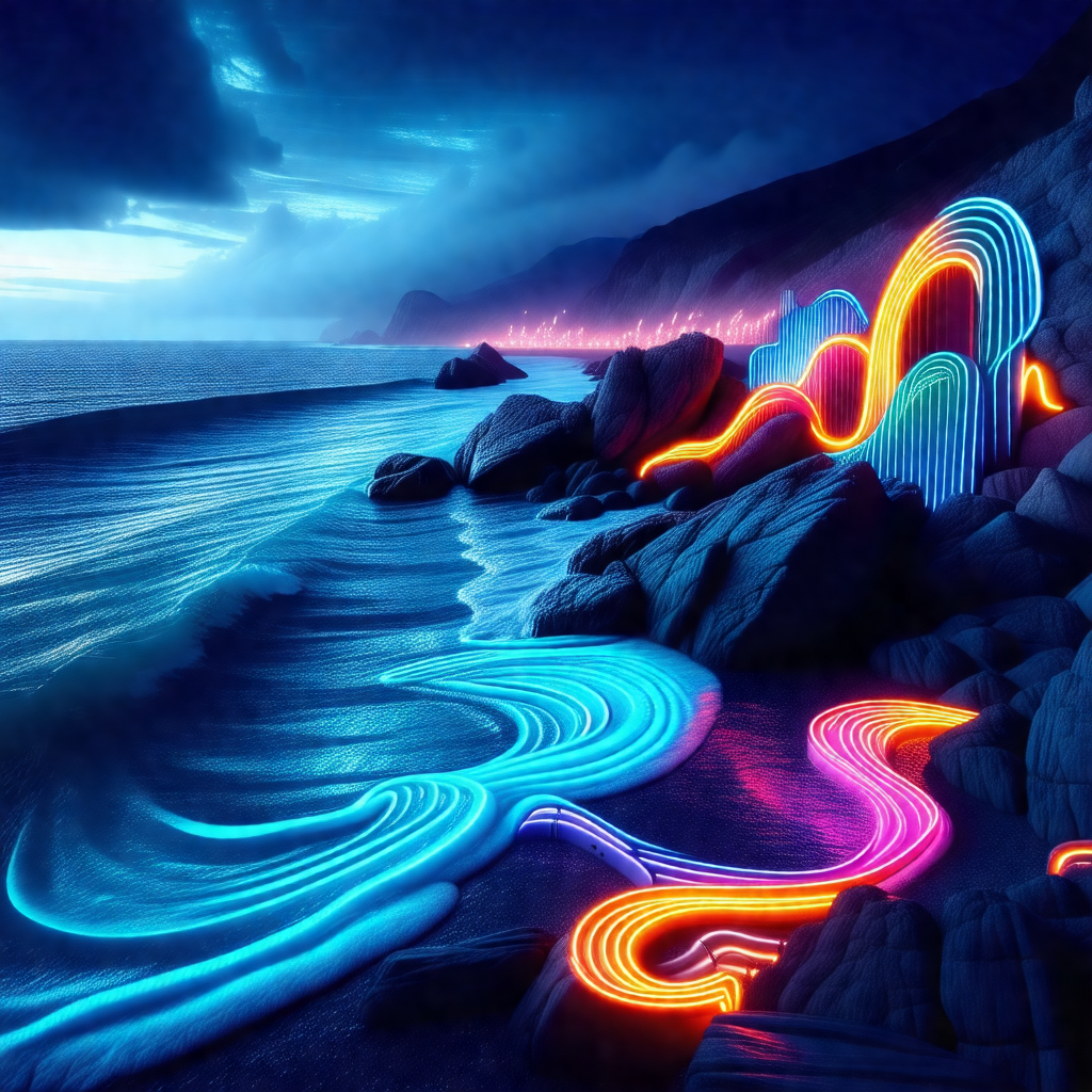 Beautiful beach scene with a rocky shoreline