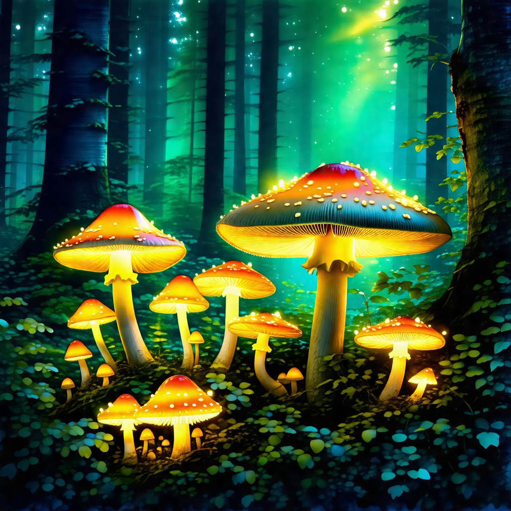 Group of mushrooms growing in a forest
