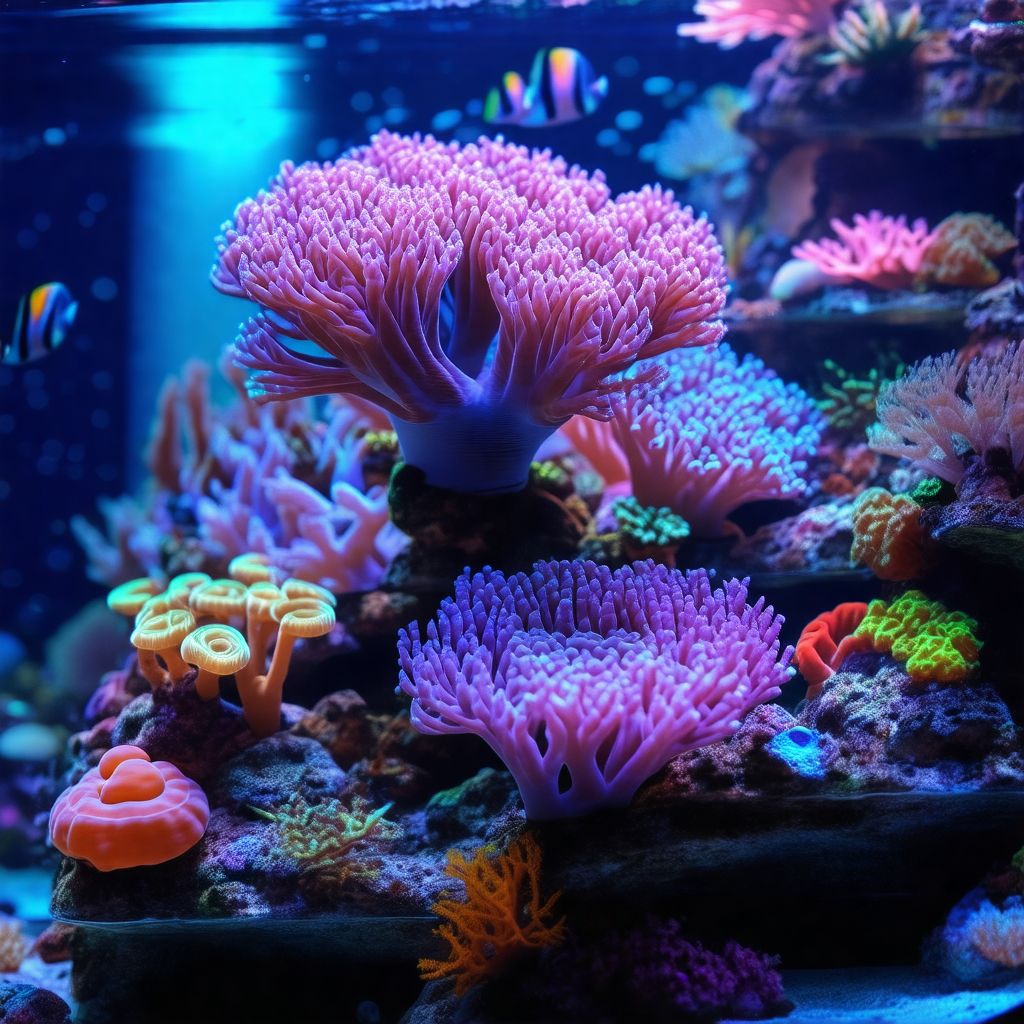 Vibrant aquarium filled with a variety of colorful fish a...