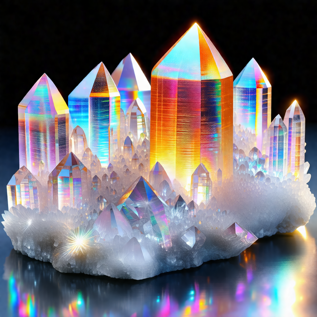 Colorful and intricate crystal structure, resembling a ca...
