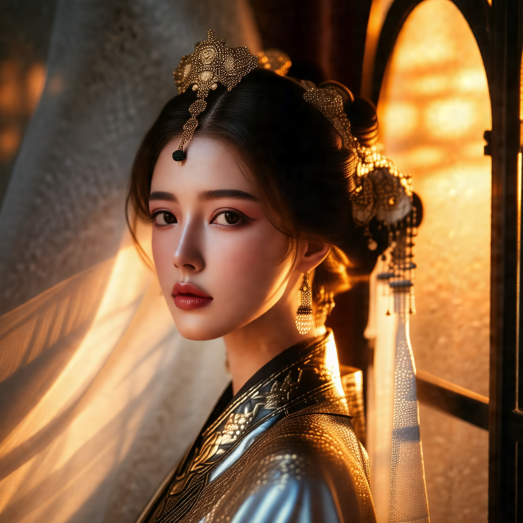 Beautiful young woman wearing a traditional chinese dress...