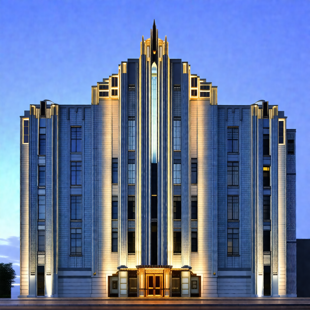 Large, modern building with a prominent clock tower
