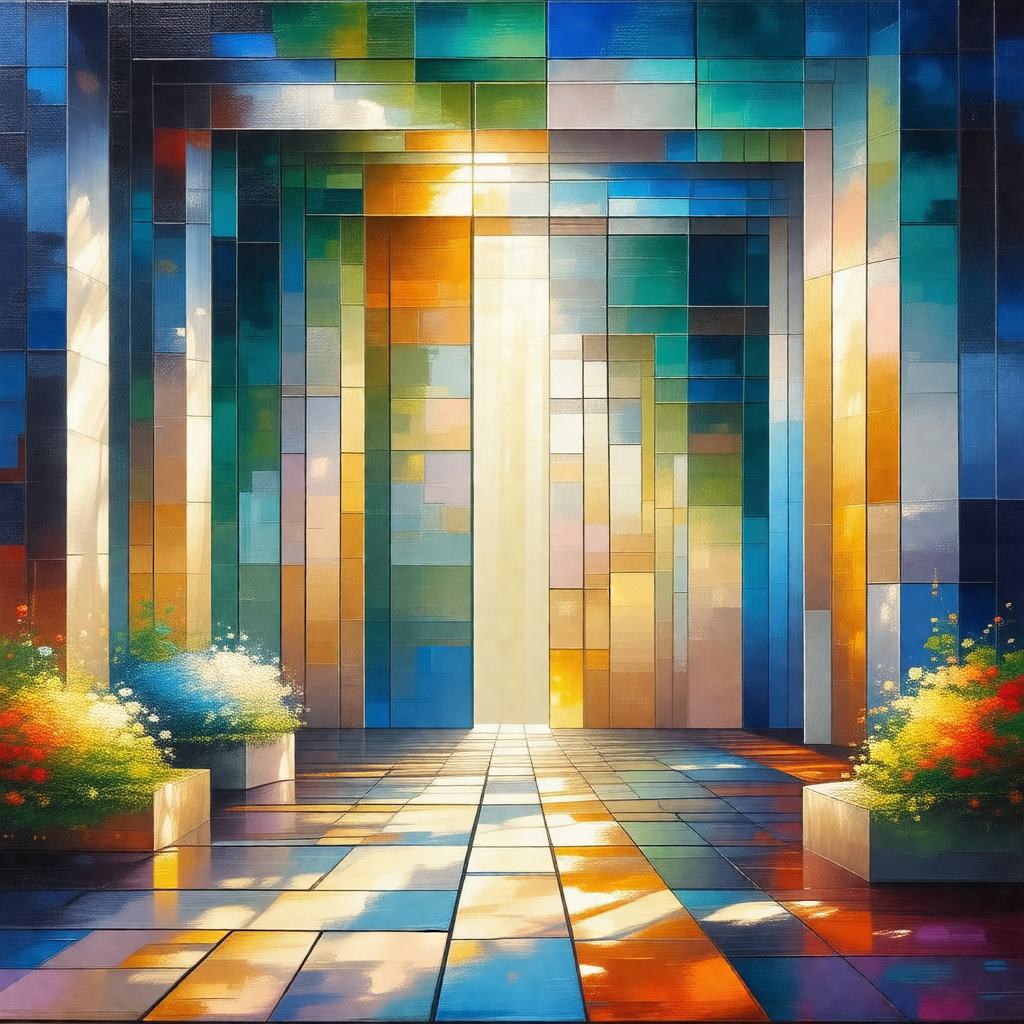 Large, colorful mosaic mural on the side of a building