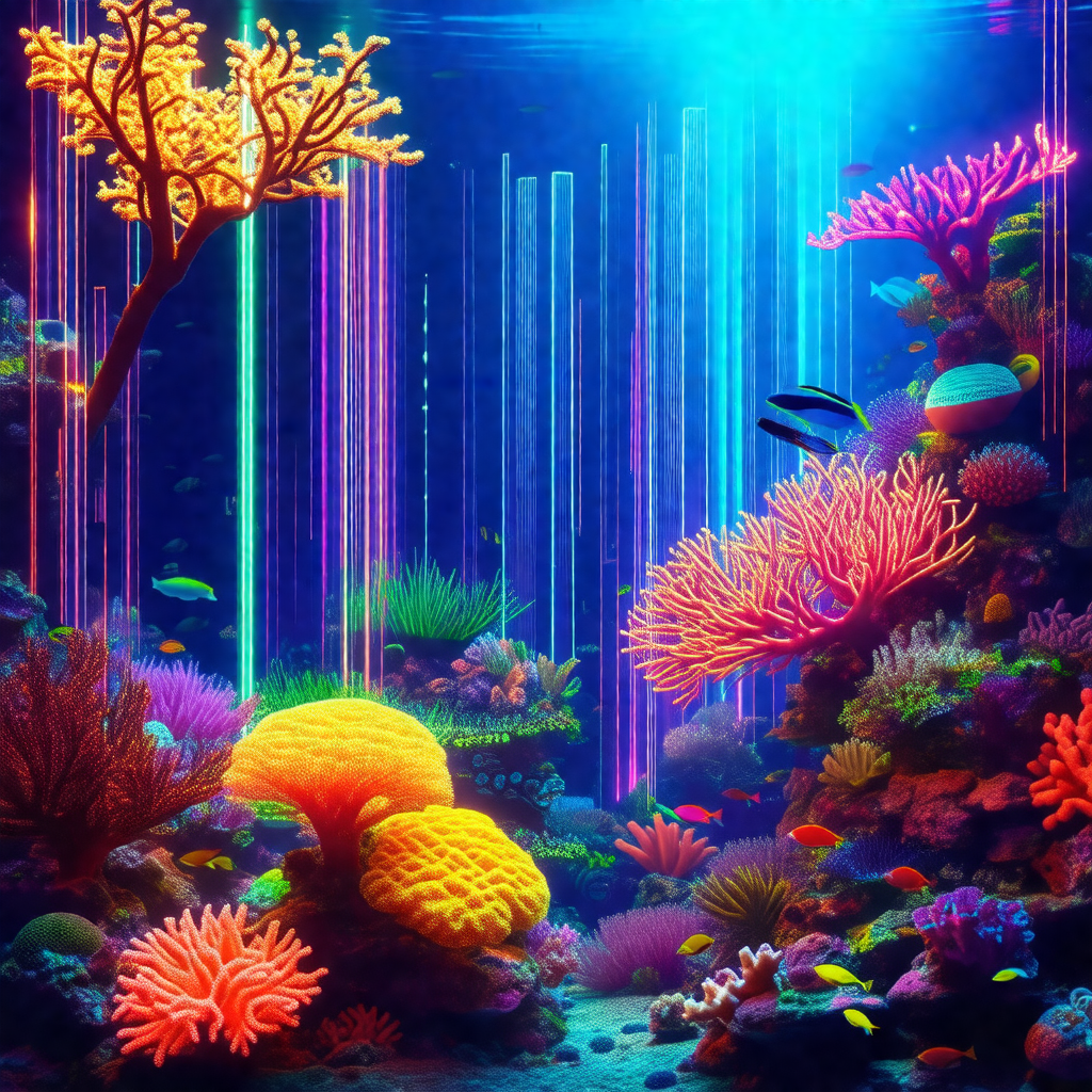 Vibrant and colorful underwater scene with a variety of f...