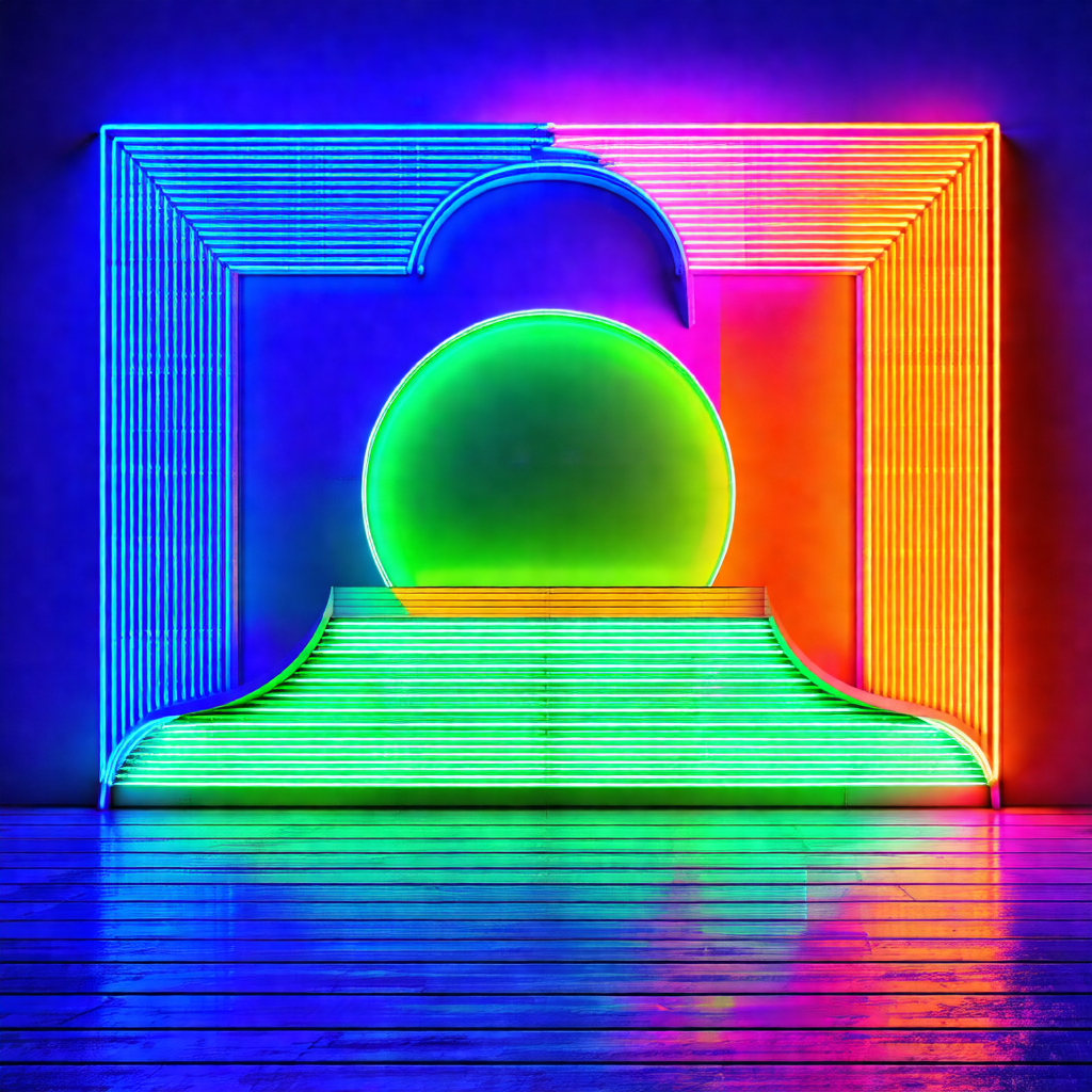 Large, colorful, and illuminated sphere, which appears to...