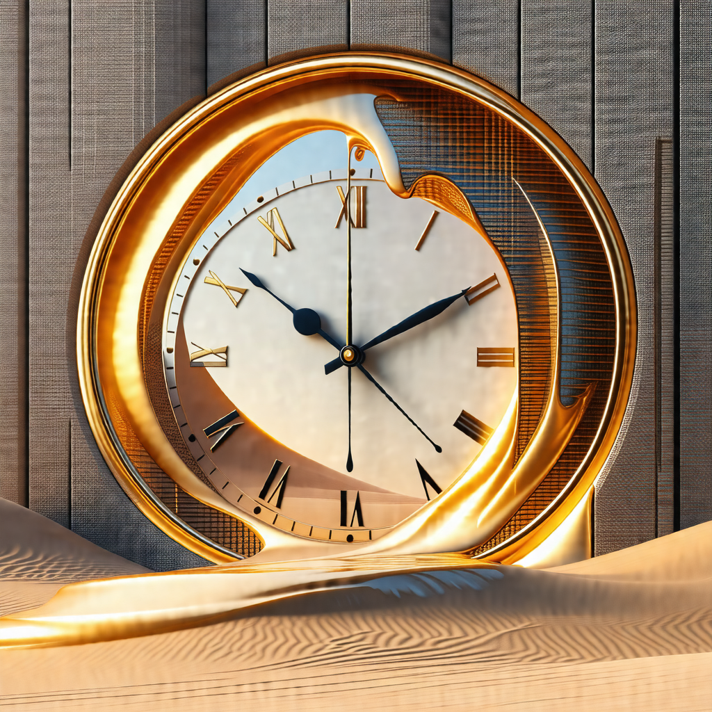 Large, golden clock with a unique design