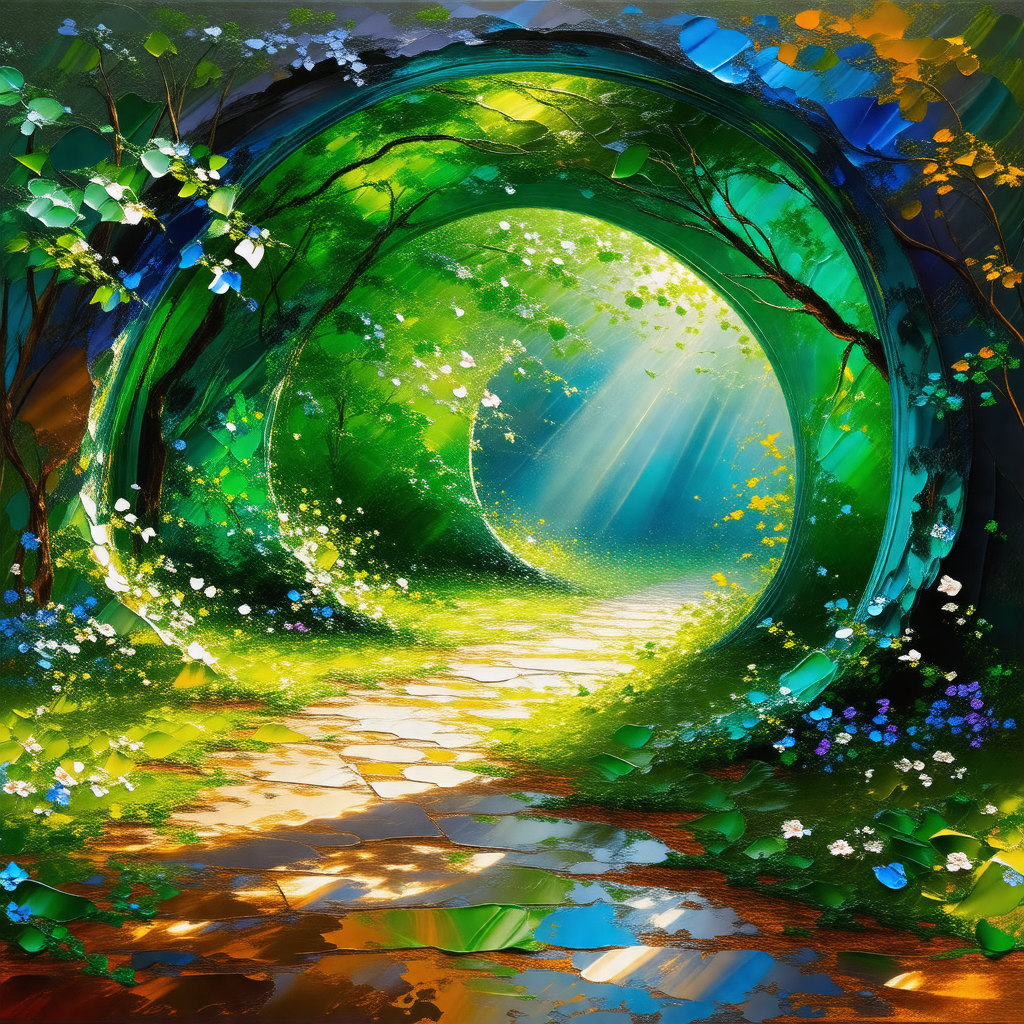 Beautiful, lush green forest with a pathway leading throu...
