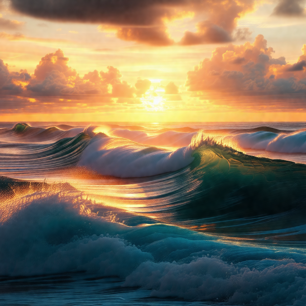 Captures a beautiful sunset over the ocean, with the sun ...