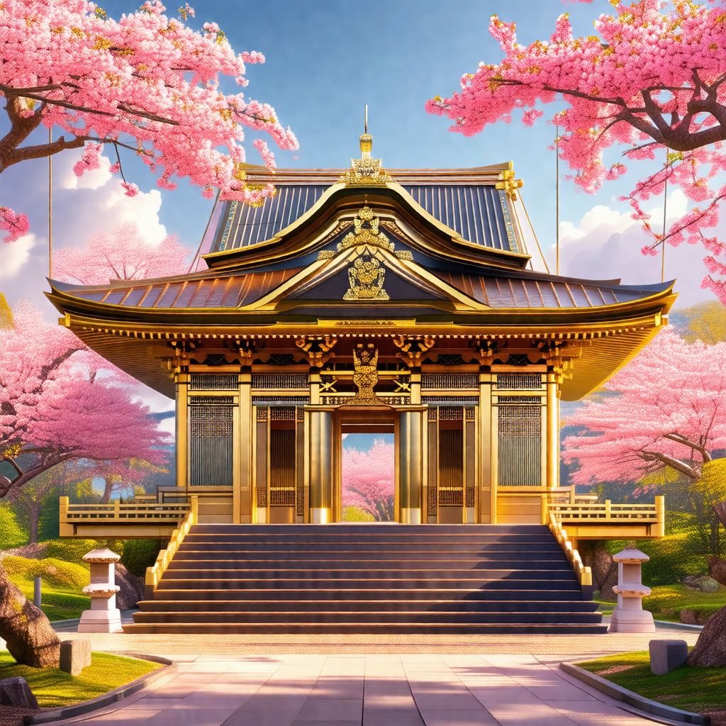 Beautifully designed building with a gold roof, surrounde...