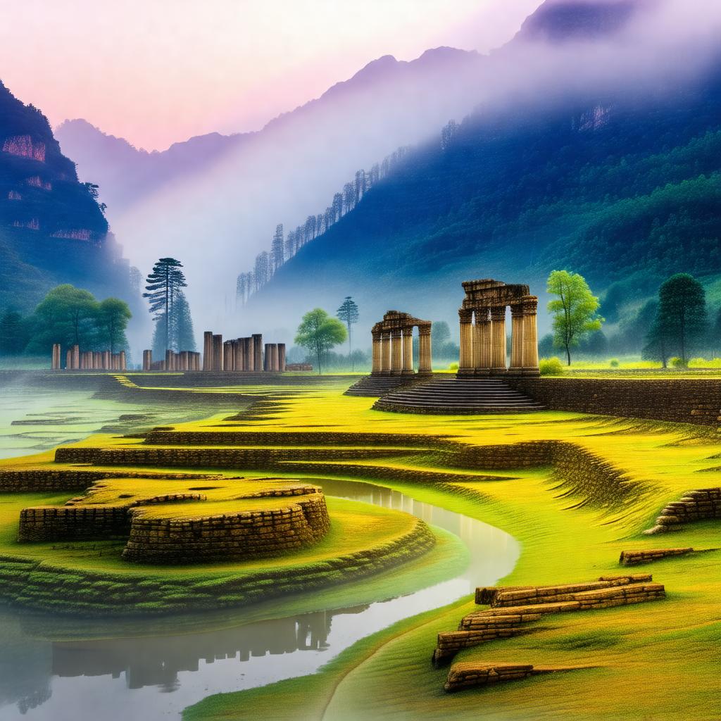 Beautiful landscape with a large body of water, possibly ...