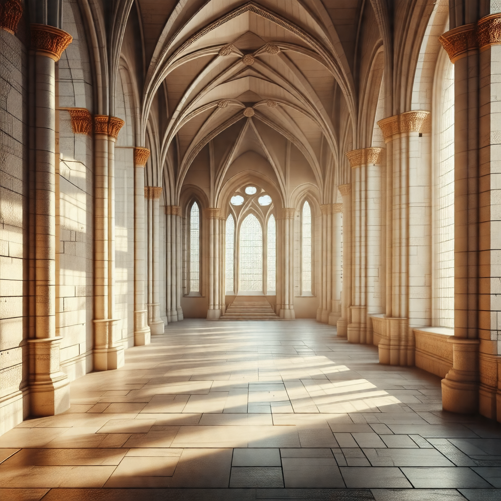 Large, empty cathedral with a high vaulted ceiling
