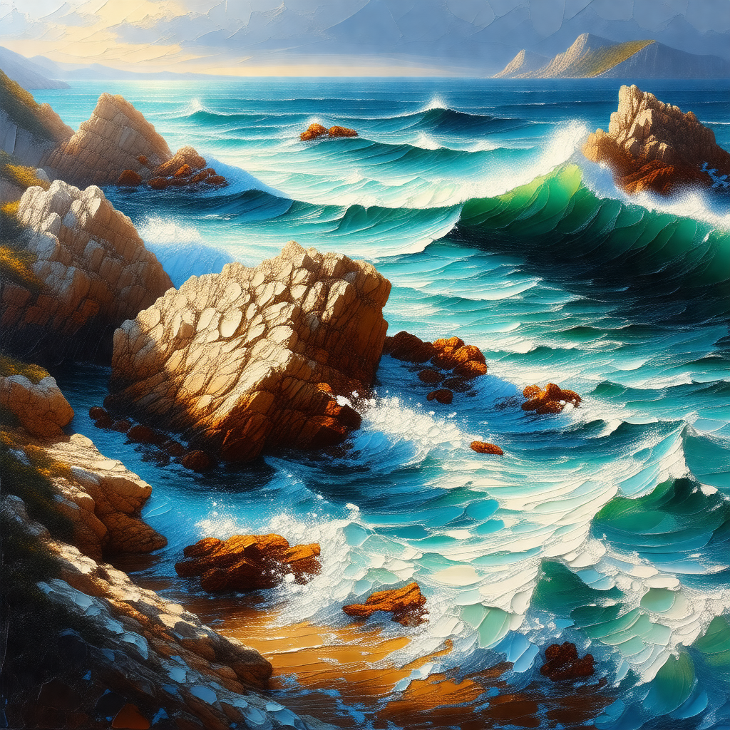 Beautiful ocean scene with a rocky coastline
