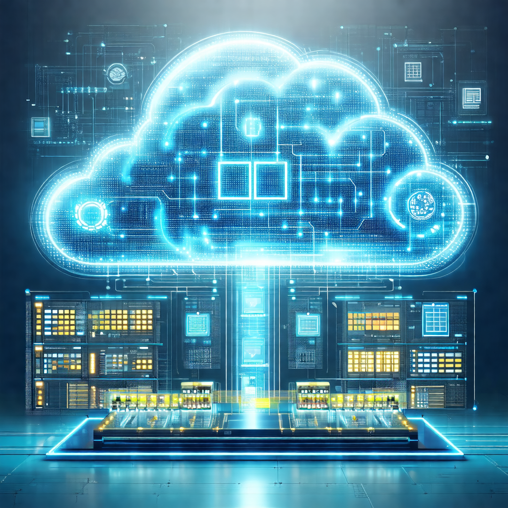 Large, blue cloud with a multitude of smaller clouds floa...