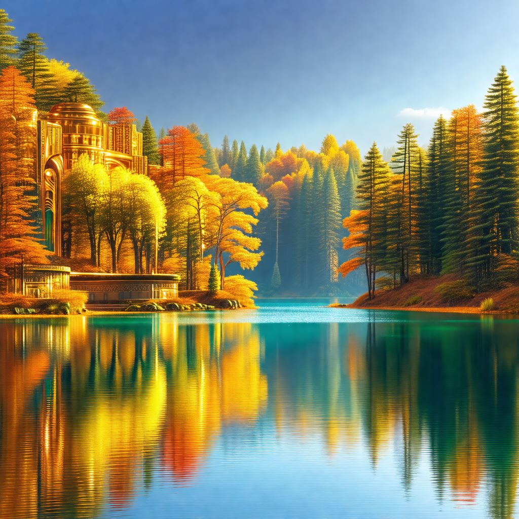 Serene scene of a lake surrounded by trees