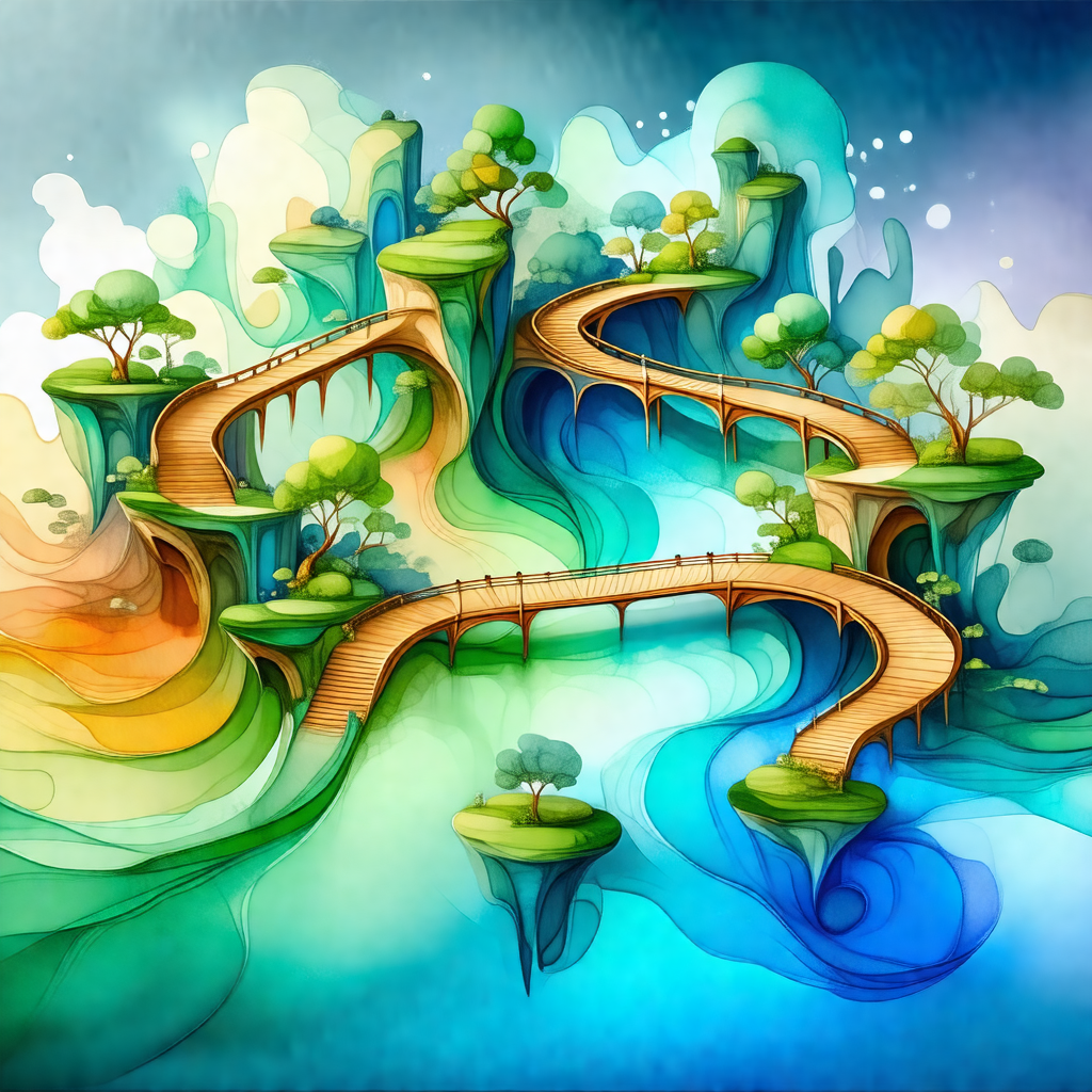 Colorful and imaginative painting of a forest with a brid...