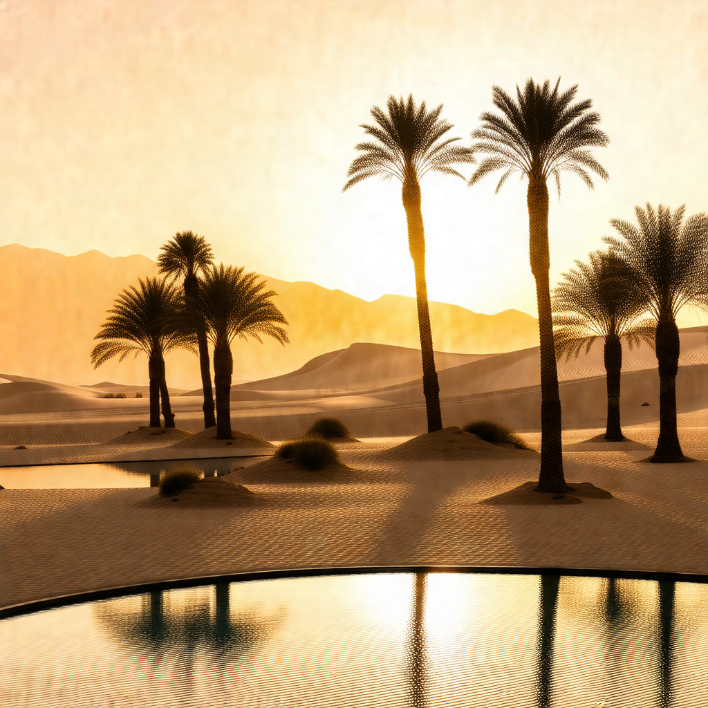 Beautiful desert scene with a large body of water, possib...
