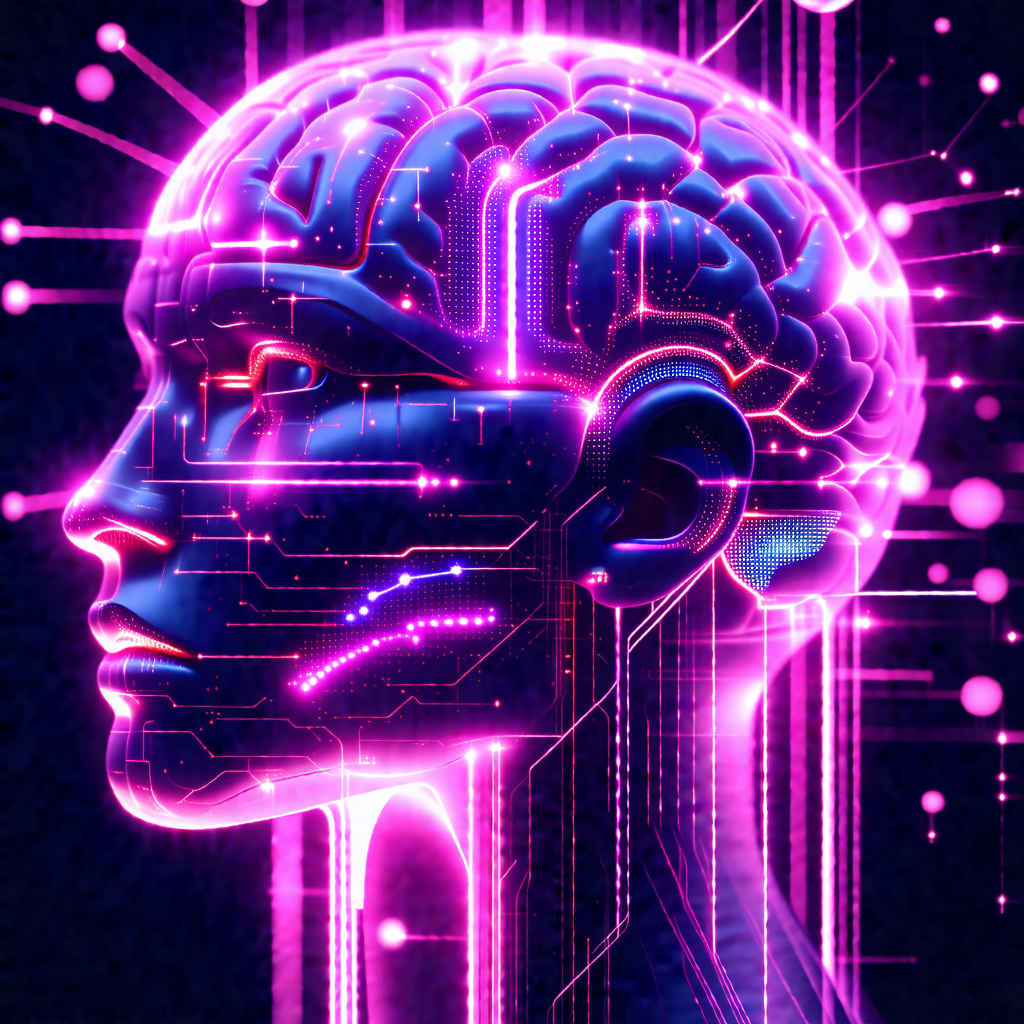 Close-up of a human head with a purple glow