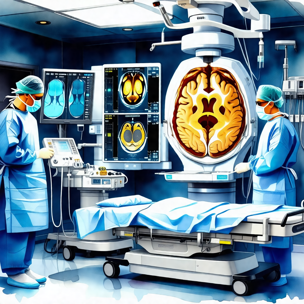 Hospital scene with a doctor and a nurse standing in fron...