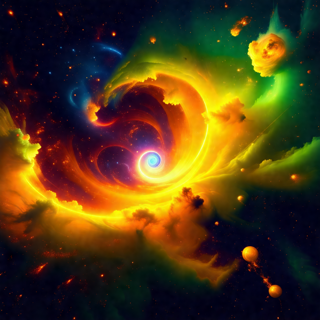 Vibrant and colorful space scene featuring a swirling vor...