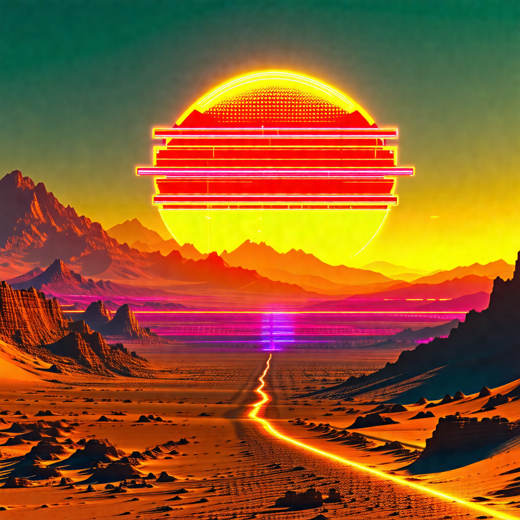 Sunset with a large, bright sun in the sky