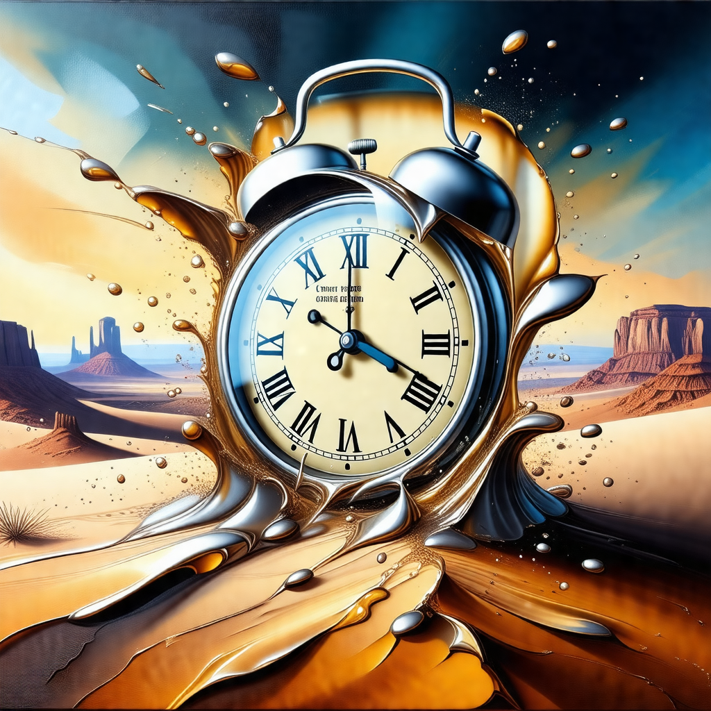 Large, fancy clock that is being splashed with a yellow l...