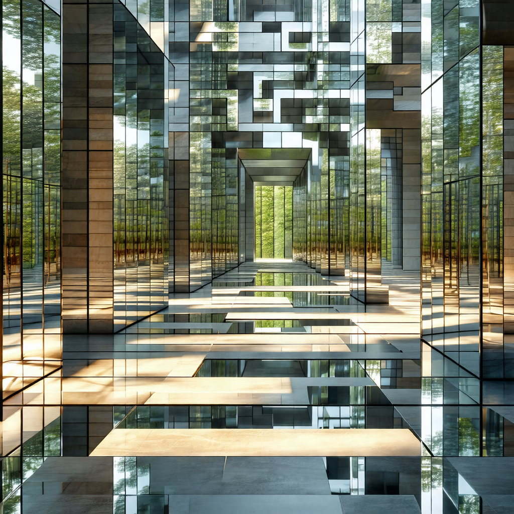 Large, modern building with a glass-enclosed walkway