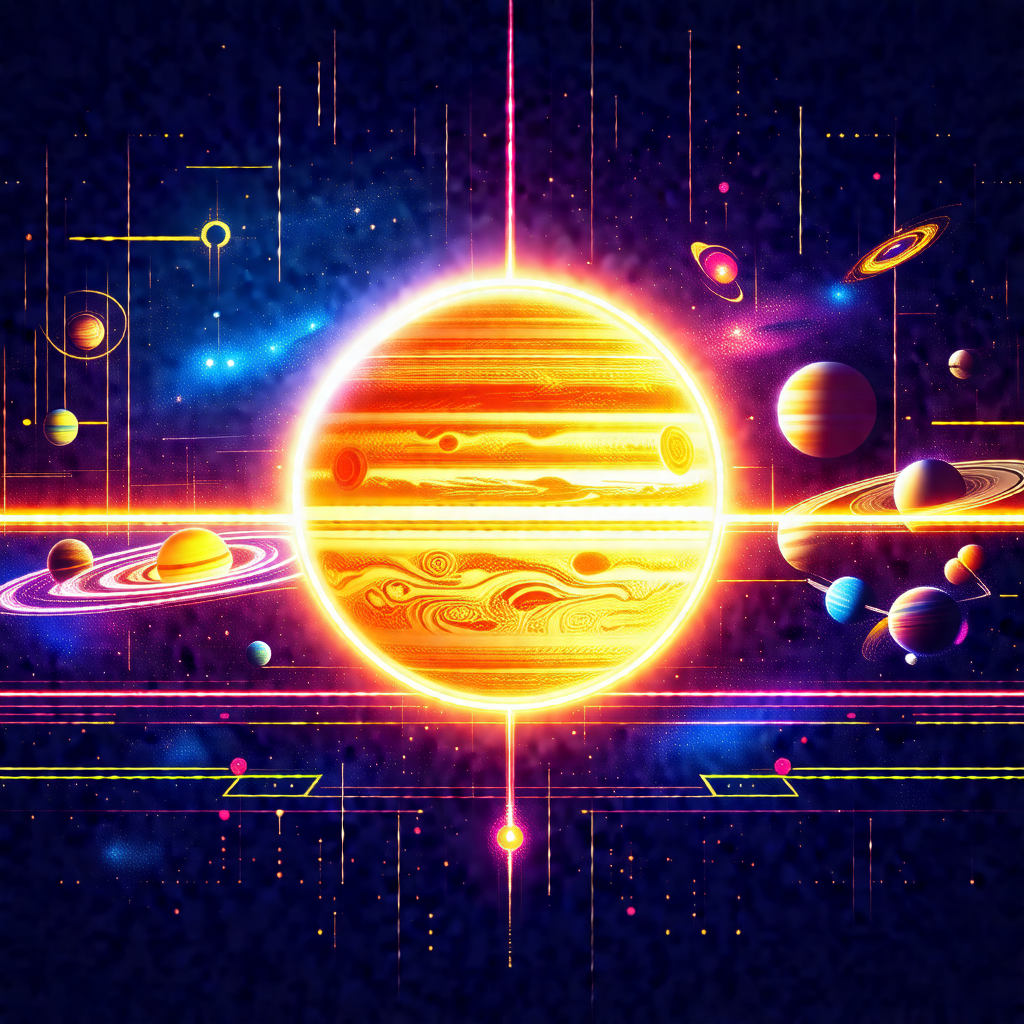Colorful and detailed illustration of the solar system