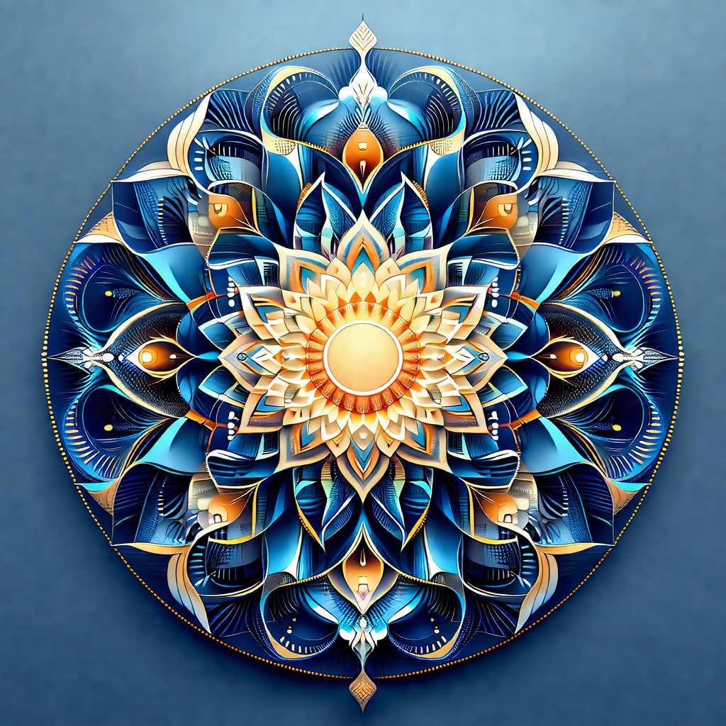 Beautifully designed blue and gold circle, which appears ...