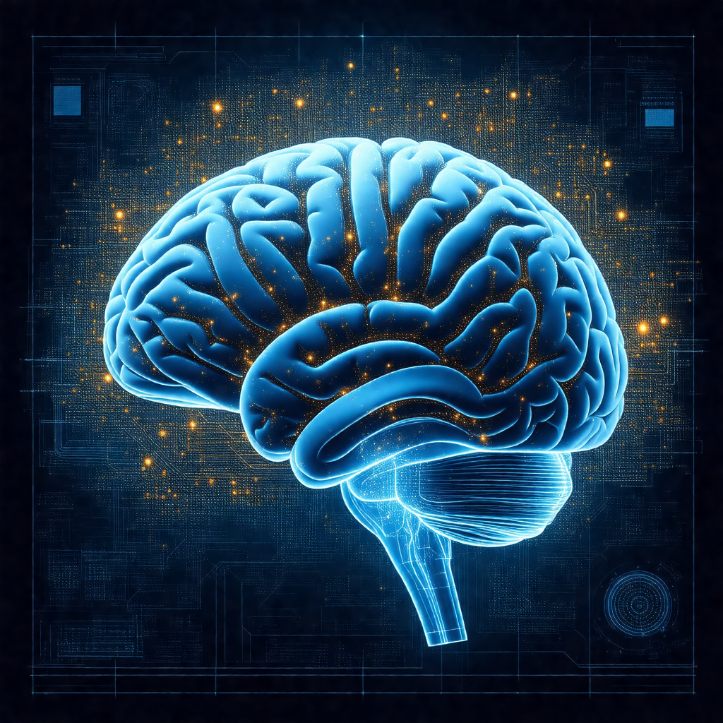 Close-up of a human brain, with a focus on the frontal lobe