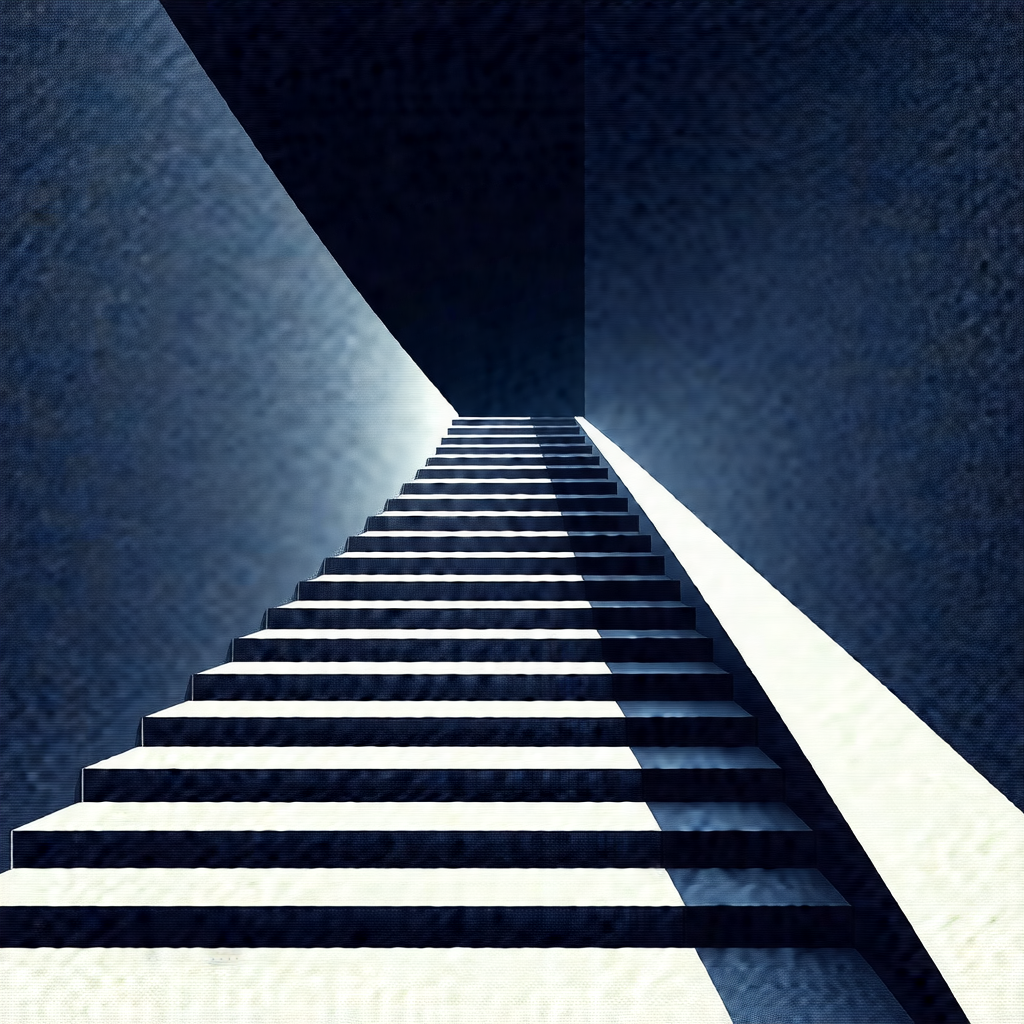Staircase with a blue background