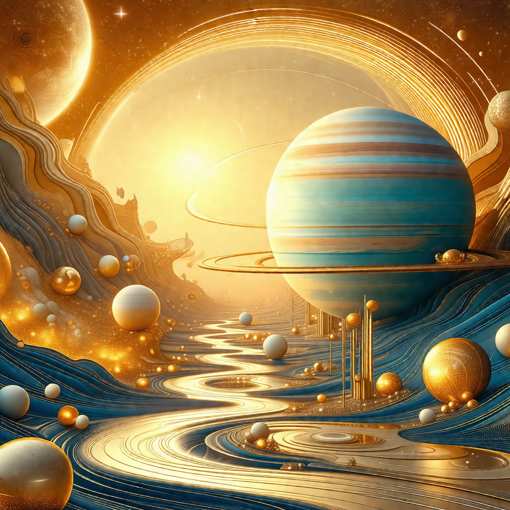 Colorful and detailed painting of a space scene