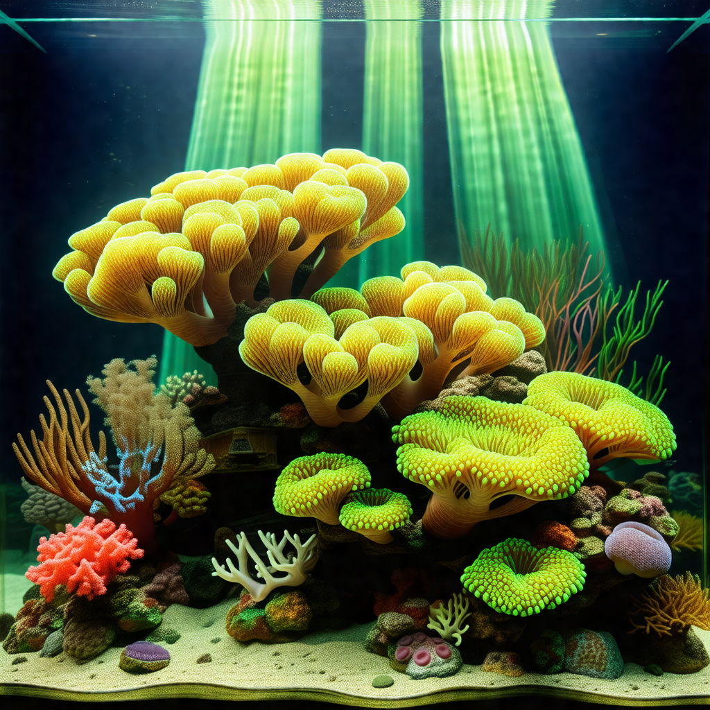Vibrant aquarium filled with a variety of colorful coral ...