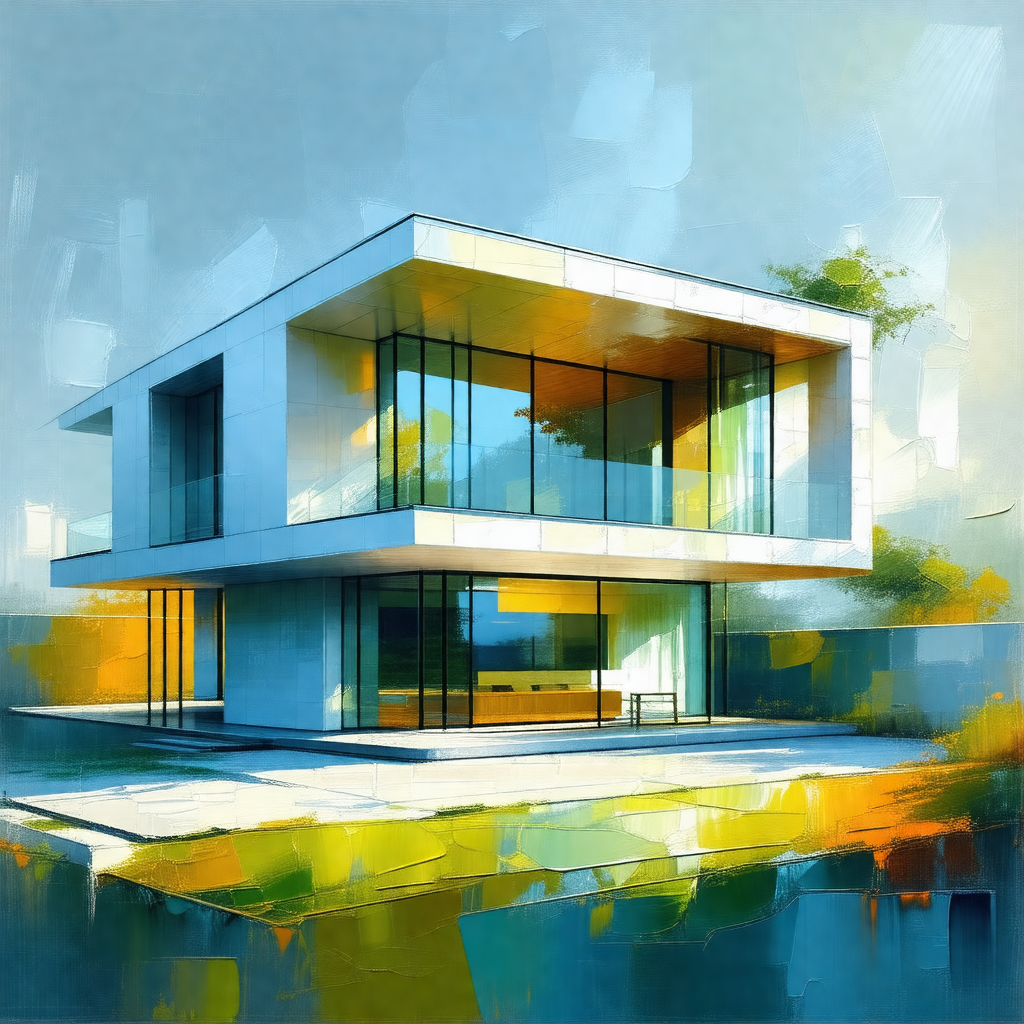 Large, modern-looking house with a glass front