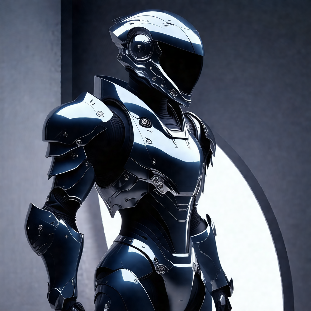 Futuristic robot with a silver and black color scheme