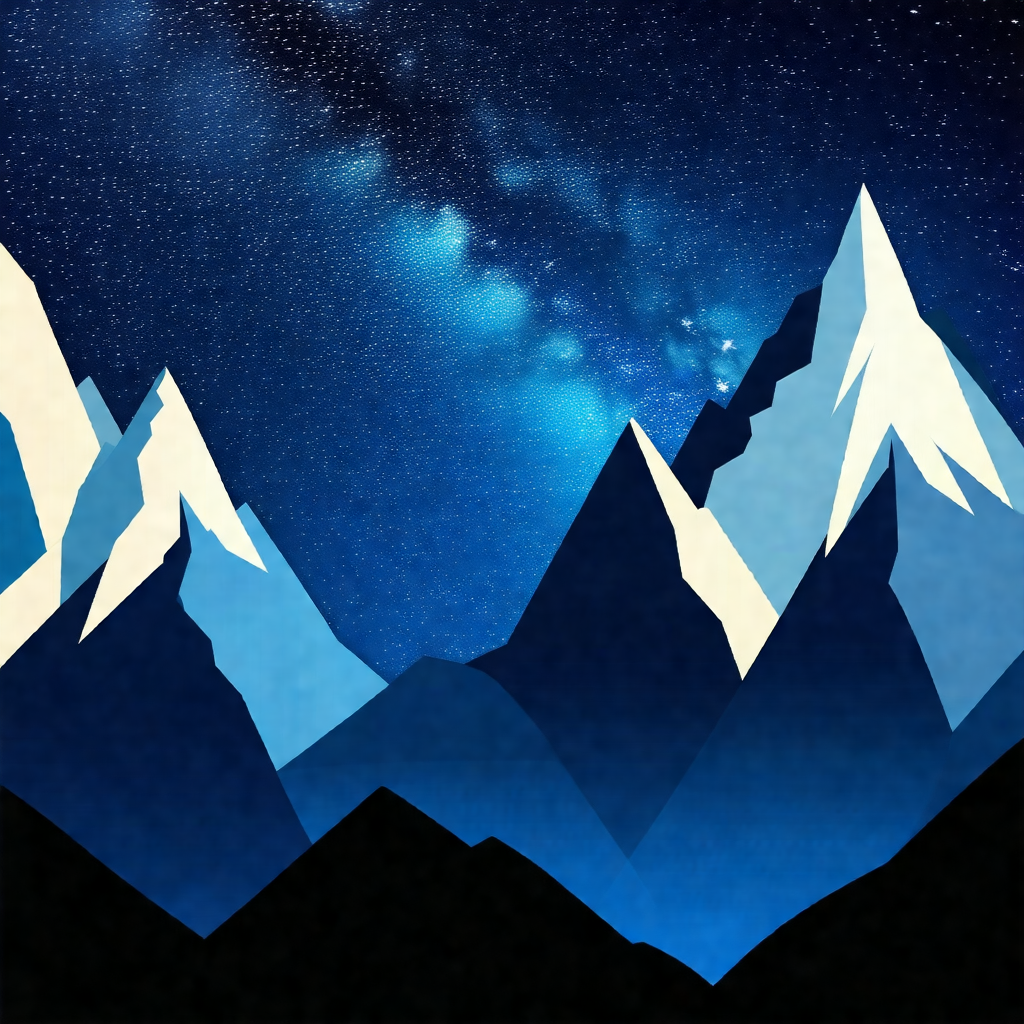 Beautiful nighttime scene with a mountain range in the ba...