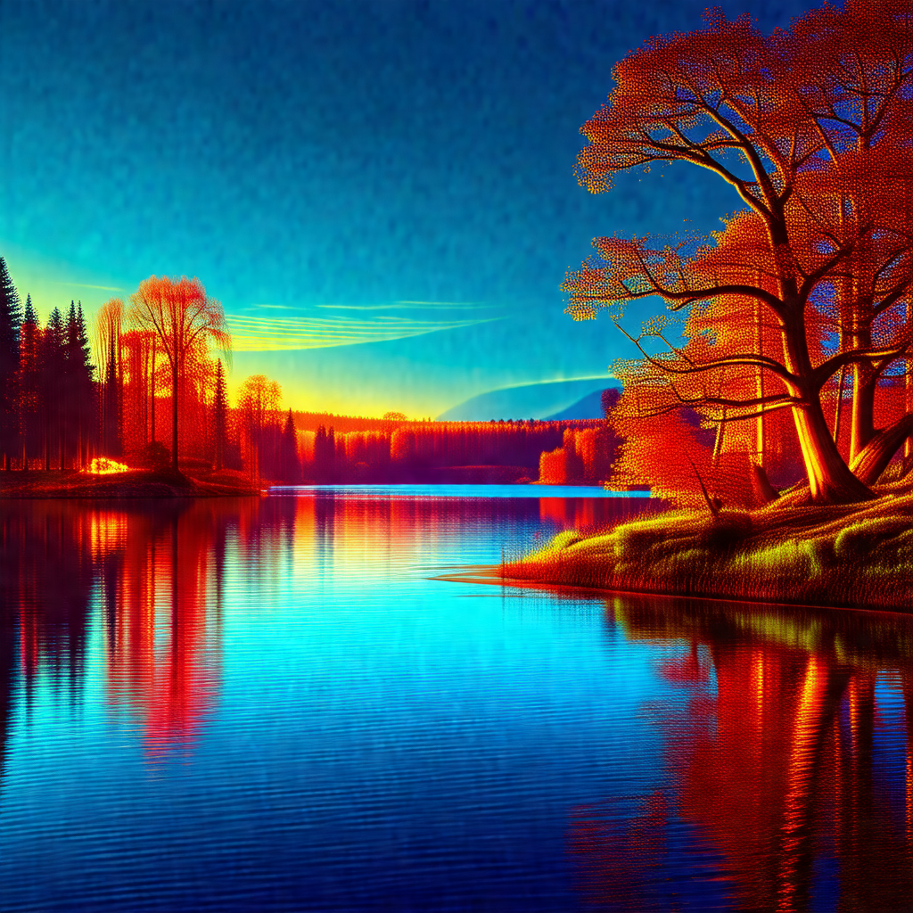 Serene lake surrounded by trees