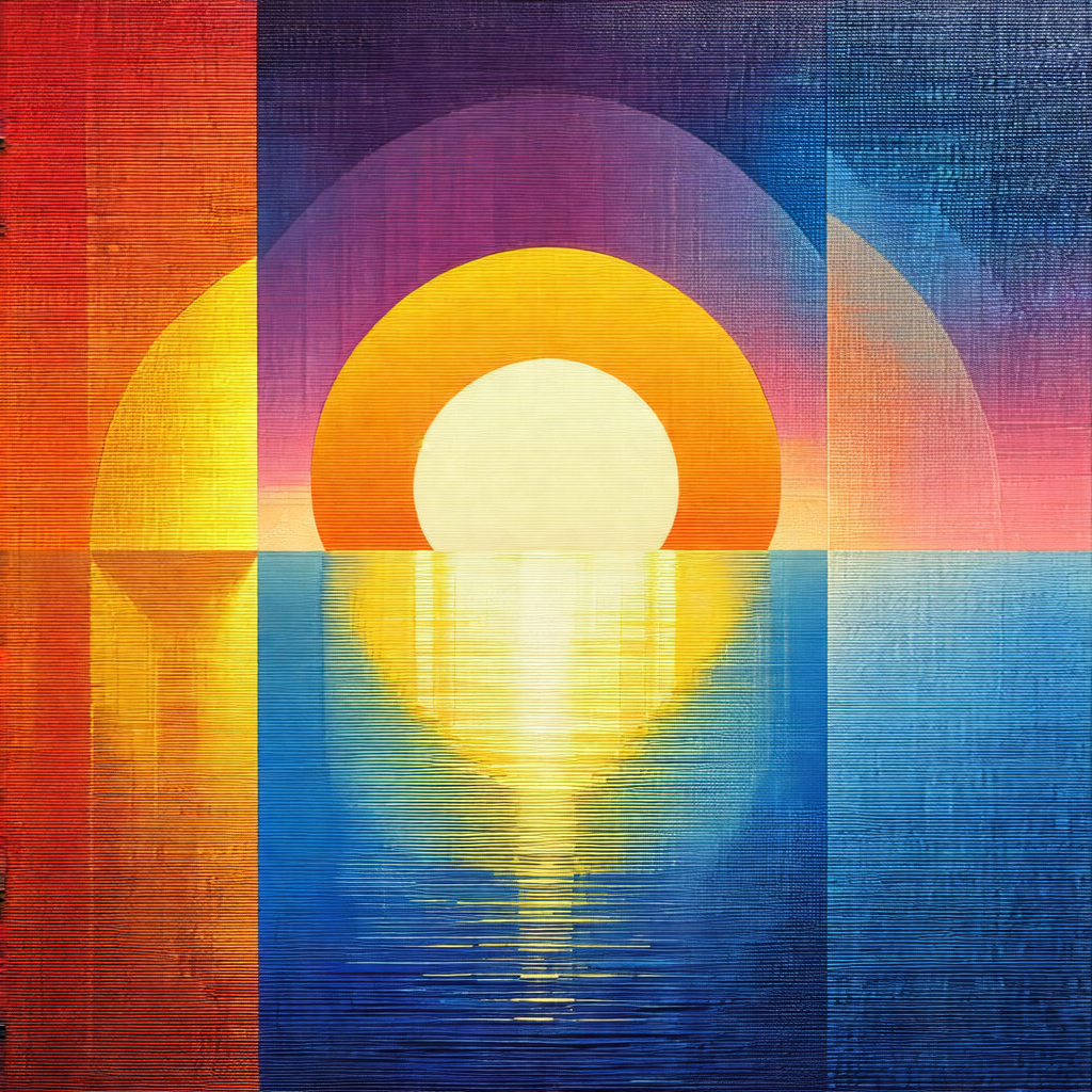Painting of a sunset over a body of water