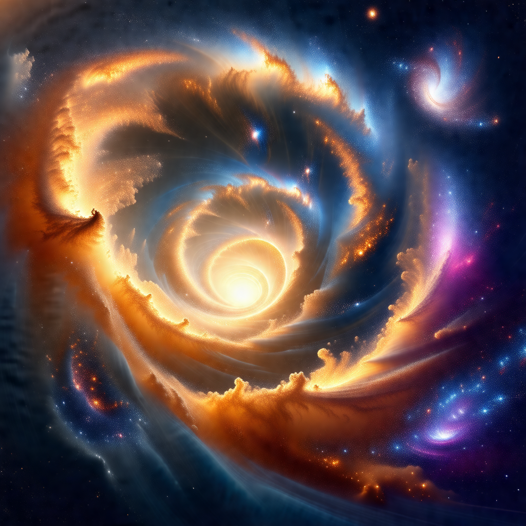 Vibrant and colorful painting of a spiral galaxy